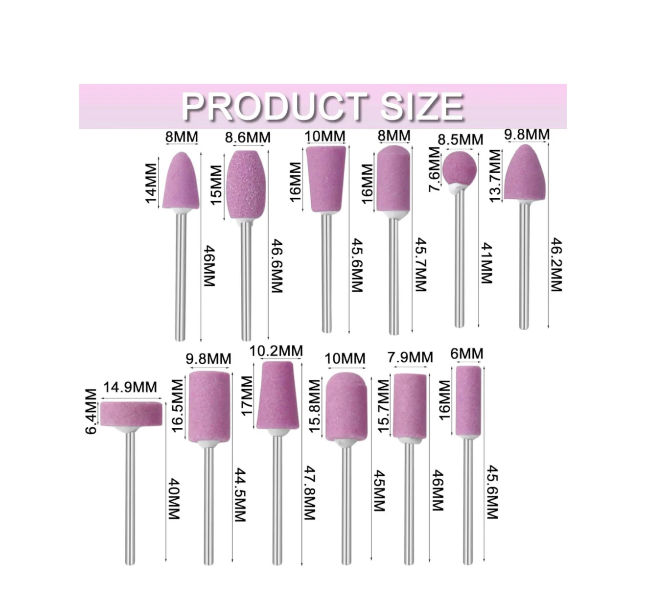 12Pcs Nail Drill Bits Polishing/Buffing - Image 2
