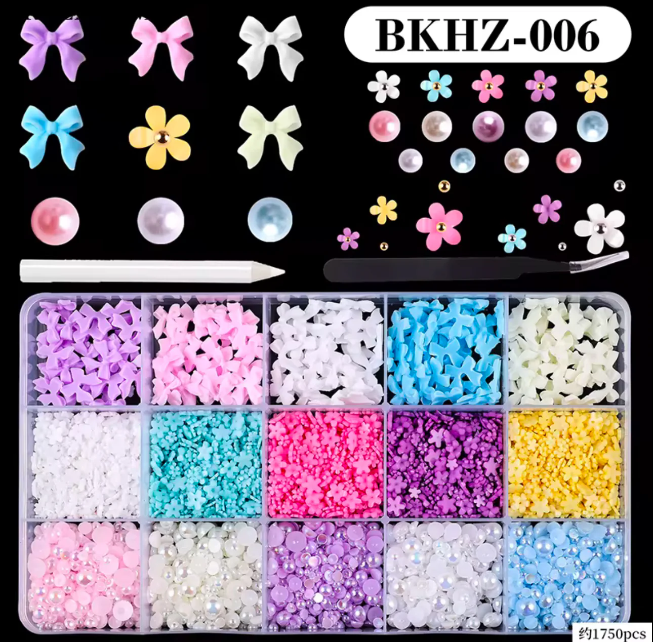Assorted Nail Charms 15 Grid 1000-1700pc - Image 3
