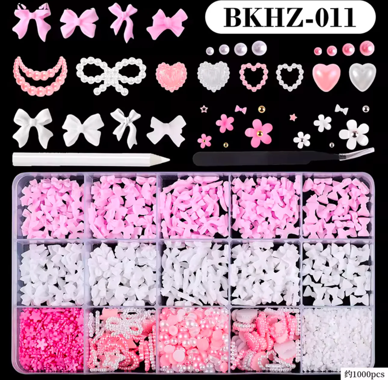 Assorted Nail Charms 15 Grid 1000-1700pc - Image 4