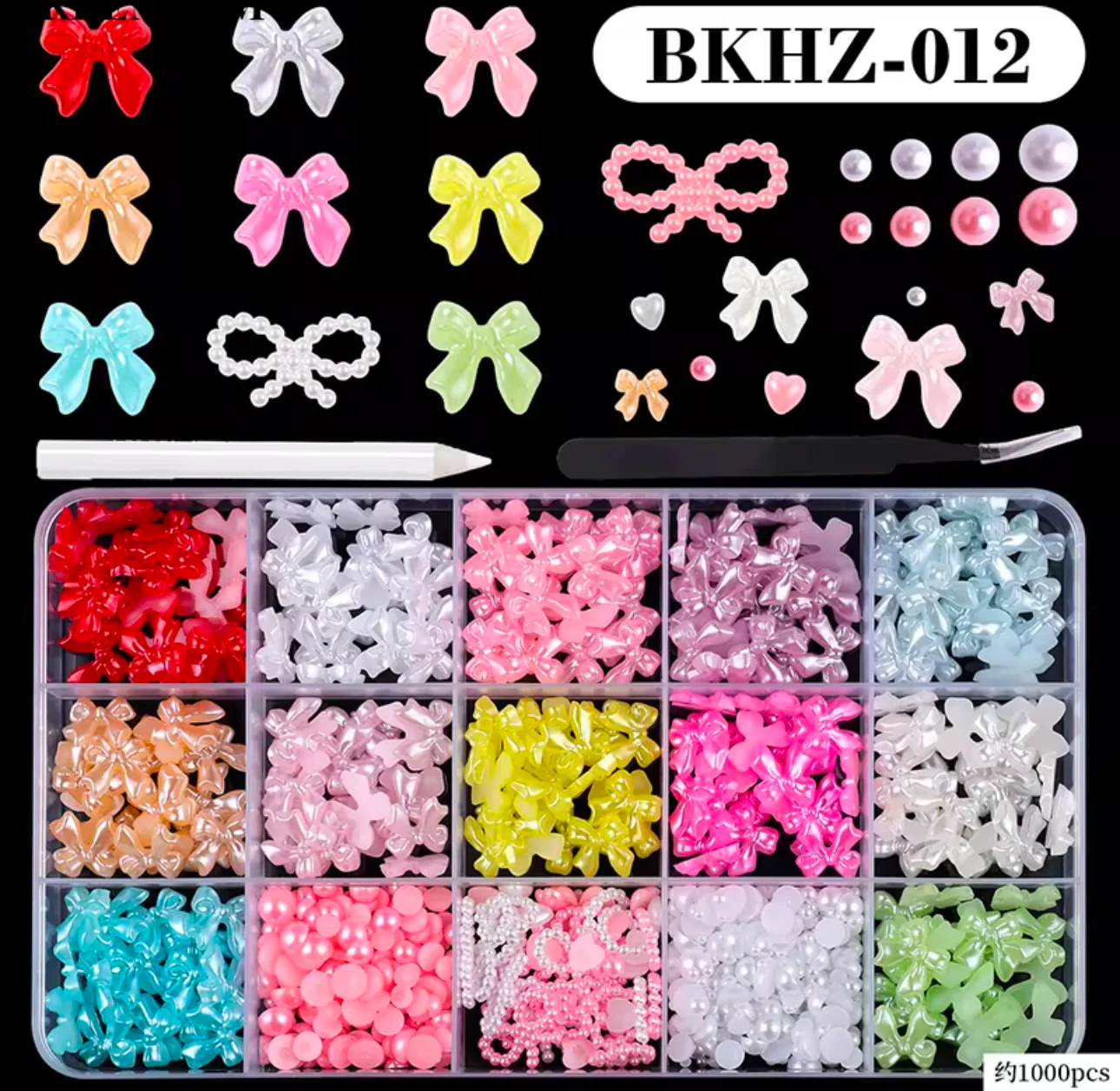 Assorted Nail Charms 15 Grid 1000-1700pc - Image 5