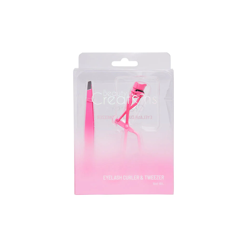 Beauty Creations Hot Pink Eyelash Curler and Tweezer Set - Image 2