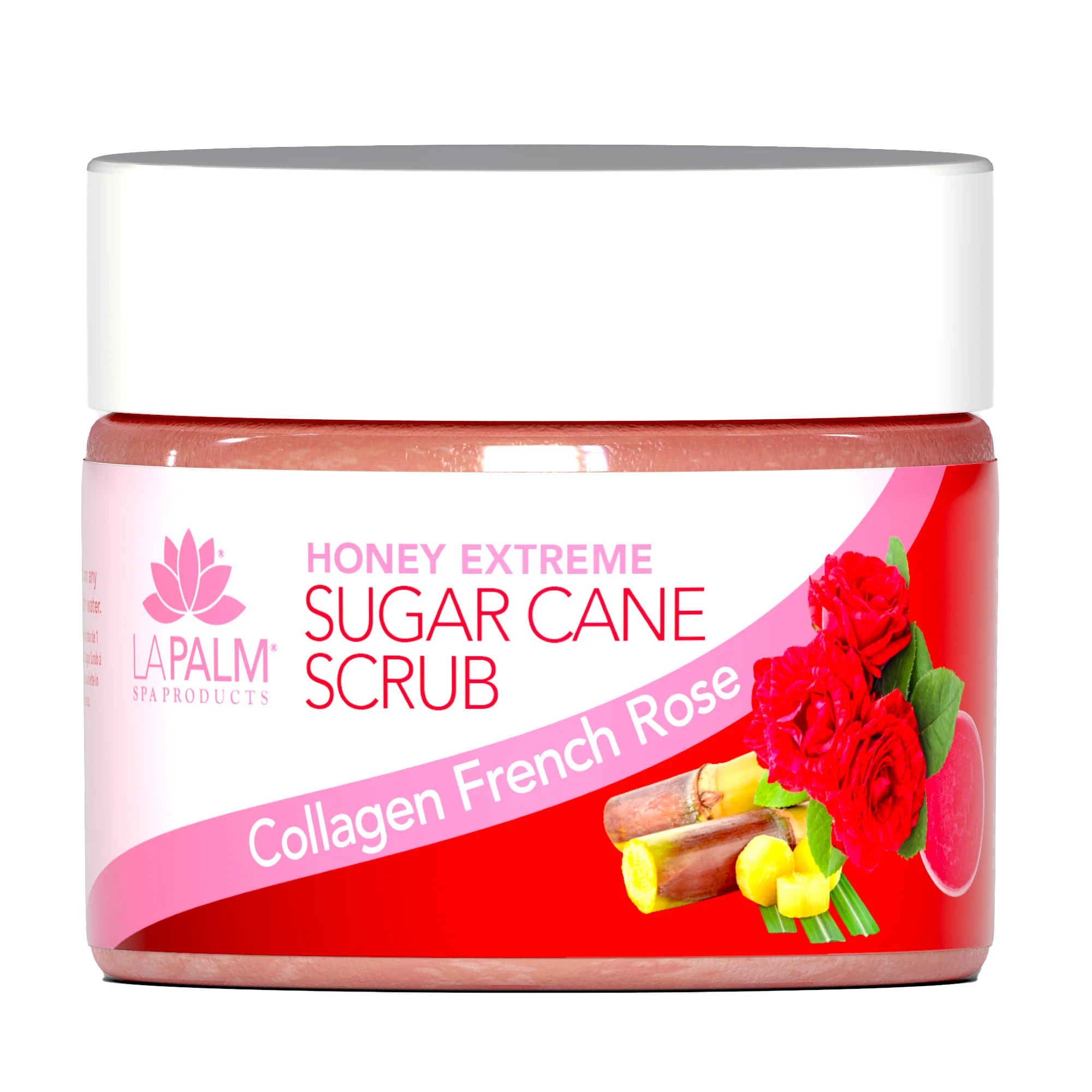 LA PALM Honey Extreme Sugar Cane Scrub “French Rose” 12oz