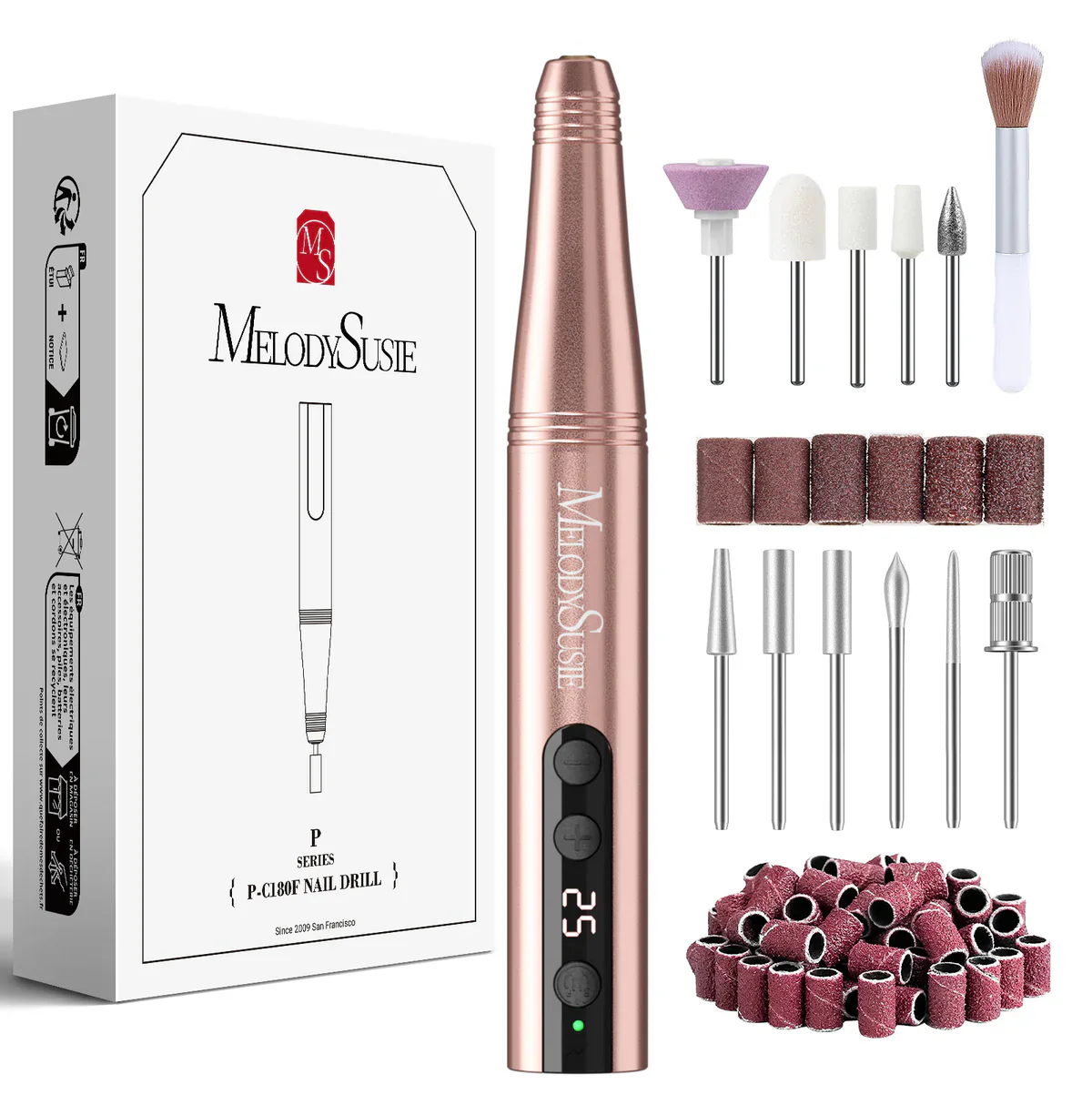 MELODYSUSIE PC180F Portable Rechargeable Nail Drill 25000RPM - Image 3