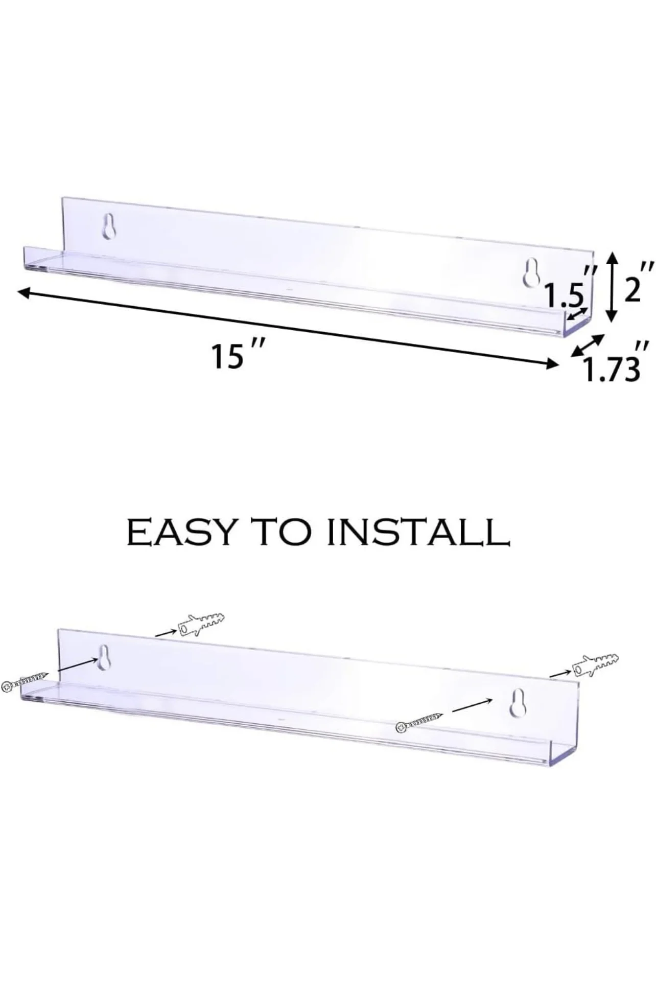 Acrylic Wall Shelves 6 pack 15 inch. - Image 2